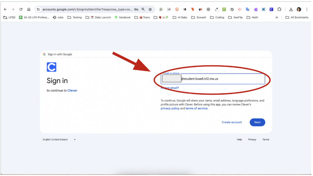 Sign in using your student’s email address.